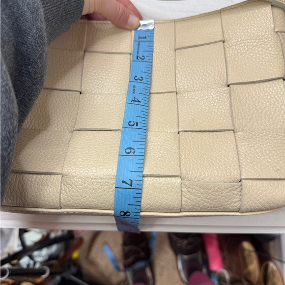 Anna Paola Leather Basketweave Zip Top Brit Shoulder Bag Made in Italy - Picture 4 of 16